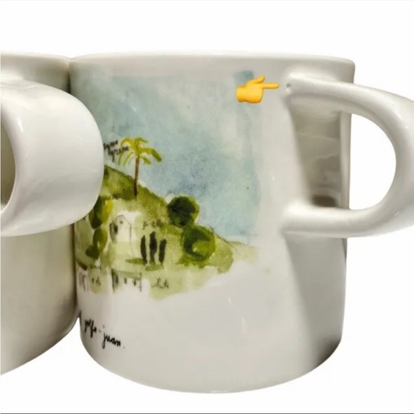 Rae Dunn • Vtg Boutique French Sketch “The Hills of the Golfe-Juan” 2 Mugs Set - Picture 8 of 8